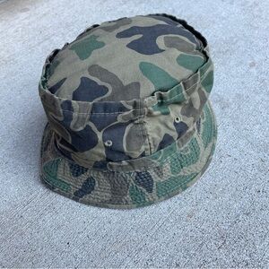 Vintage YA Dorfman Pacific Green & Brown Frogskin Camo Bucket Hat Size Medium